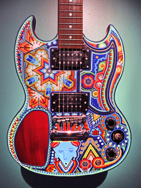 El Hermano Venado (an electric guitar covered with psychedelic beads) by Anselmo Hernandez at the Museo de Arte Popular in Mexico City, Mexico.