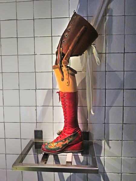 Frida Kahlo's prosthetic leg at the Frida Kahlo Museum in Mexico City, Mexico.