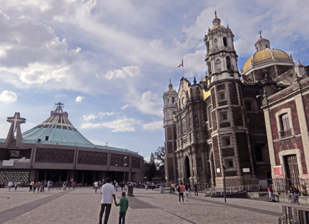 A tale of two churches at the Basilica of Our Lady of Guadalupe in Mexico City, Mexico.
