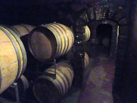 Barrels of wine at Bodega Viña el Cerno in Maipu, near Mendoza Argentina.