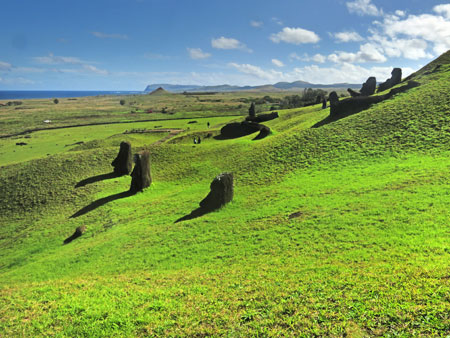 Moai at Rano Raruku, Rapa Nui, Chile.
