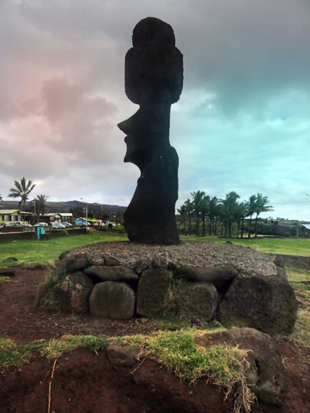A profile of another Moai in Hanga Roa, Rapa Nui, Chile.