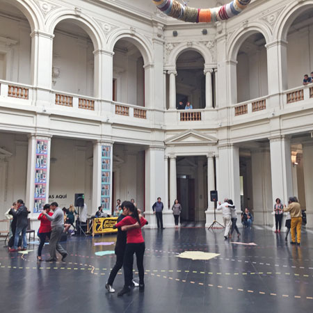 It takes two to waltz at the Museo Nacional de Bellas Artes in Santiago, Chile.