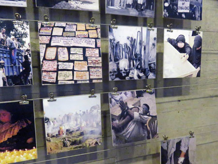 A collection of photos taken during Augusto Pinochet's 1973-1990 military dictatorship in Chile at the Museo de la Memoria y Los Derechos Humanas in Yungay, Santiago, Chile.