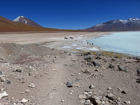 The landscape around Laguna Blanca in the Reserva Nacional de Fauna Andina Eduardo Avaroa, Bolivia.
