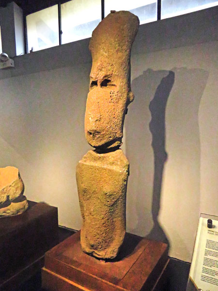 A rare female Rapa Nui statue at the Museo Rapa Nui in Hanga Roa, Rapa Nui, Chile.