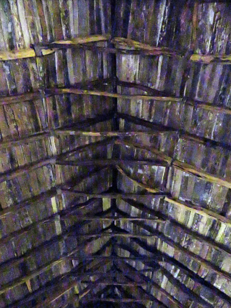 The rustic ceiling in the Iglesia San Pedro in San Pedro de Atacama, Chile.