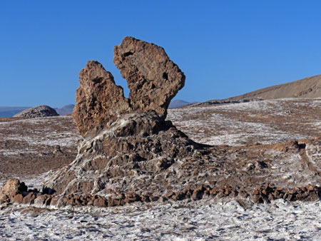 The Pac Man rock in the Valle de la Luna near San Pedro de Atacama, Chile.